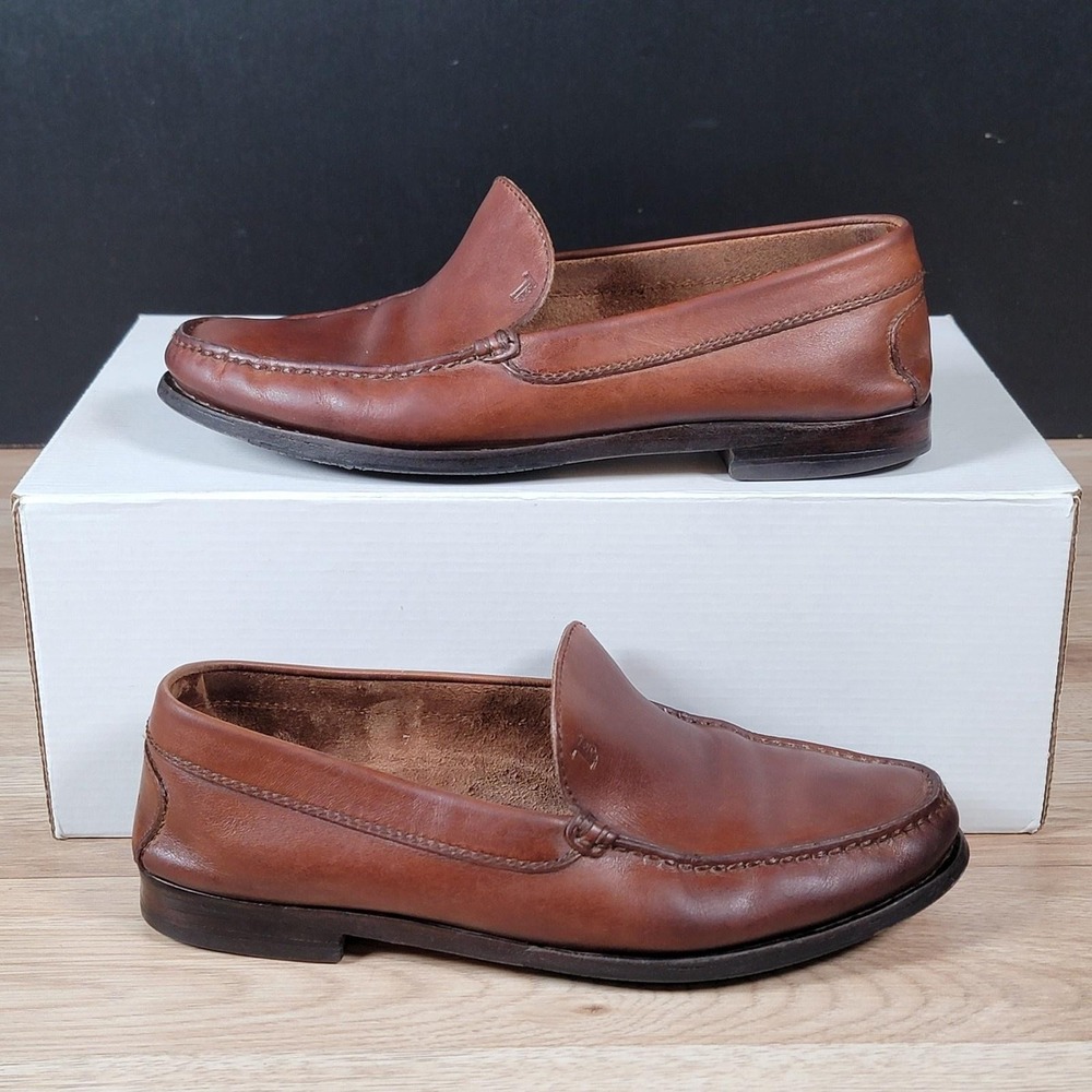 Tods Loafers Mens Size 8.5 Brown Leather Moc Toe Slip On Shoes Preppy Italy Made